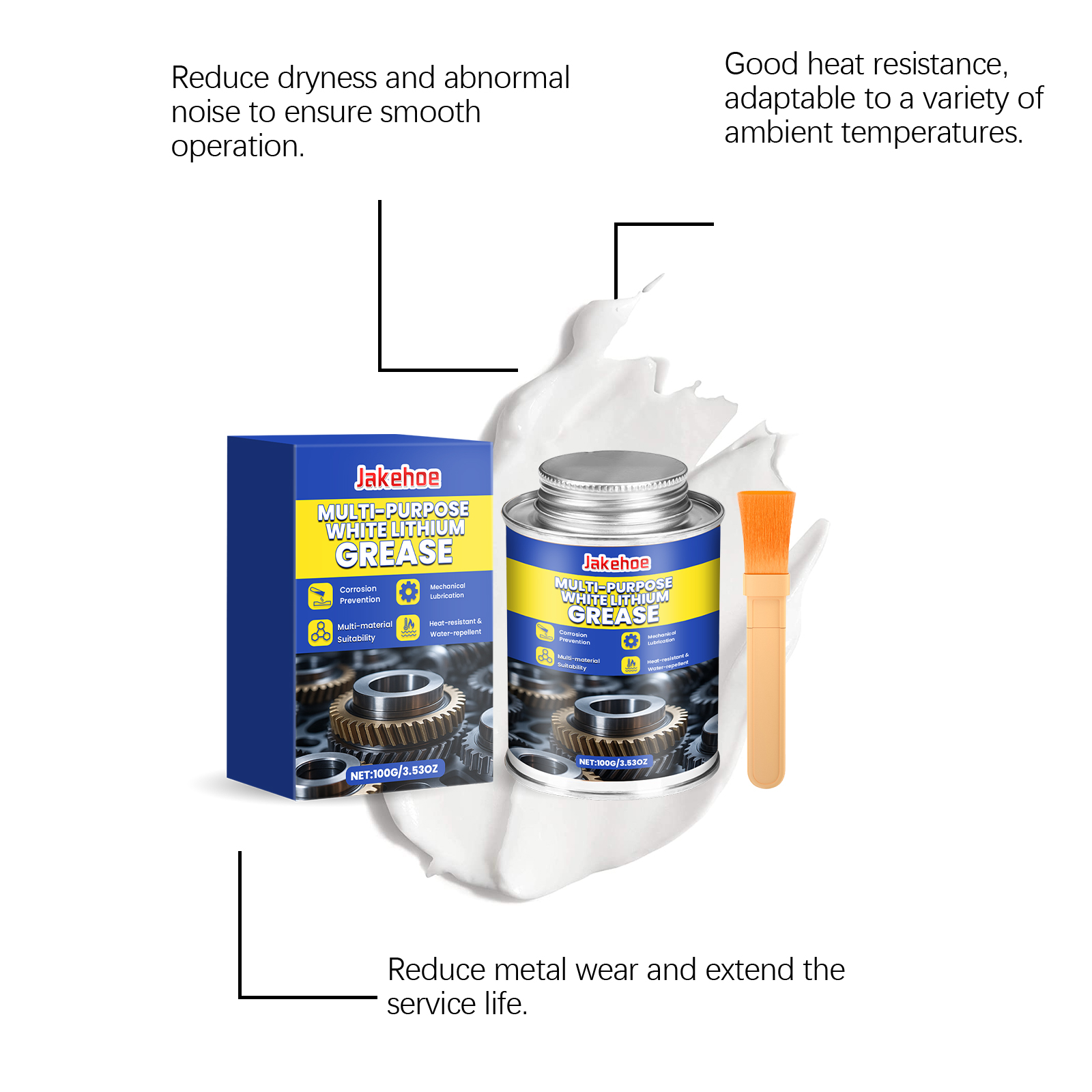 Multi Purpose White Lithium Grease Daily Multi Function Noise Reduction Smooth Clean Anti Rust Lubricant