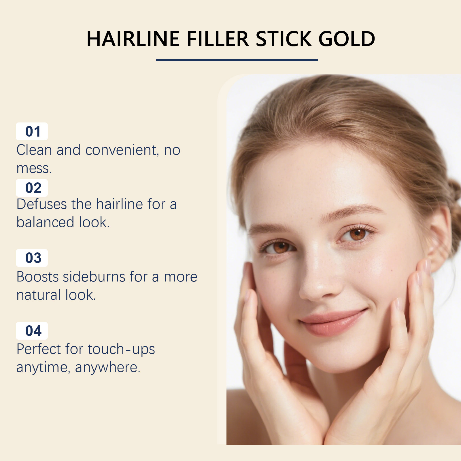 (Brown) Hairline Stick Natural Coverage With Brush Head Non Transfer Portable For Hair Gap Color Filling