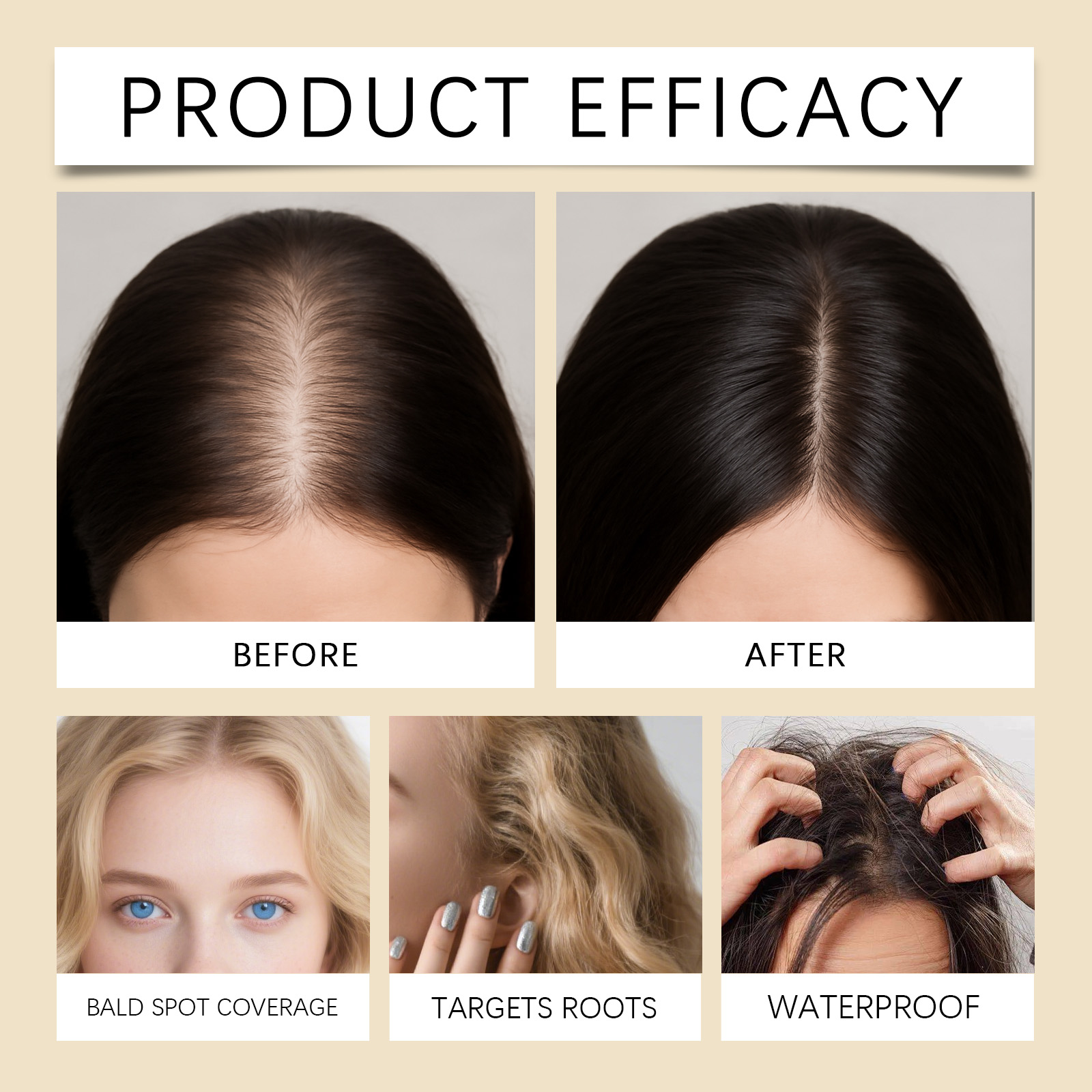 (Brown) Hairline Stick Natural Coverage With Brush Head Non Transfer Portable For Hair Gap Color Filling