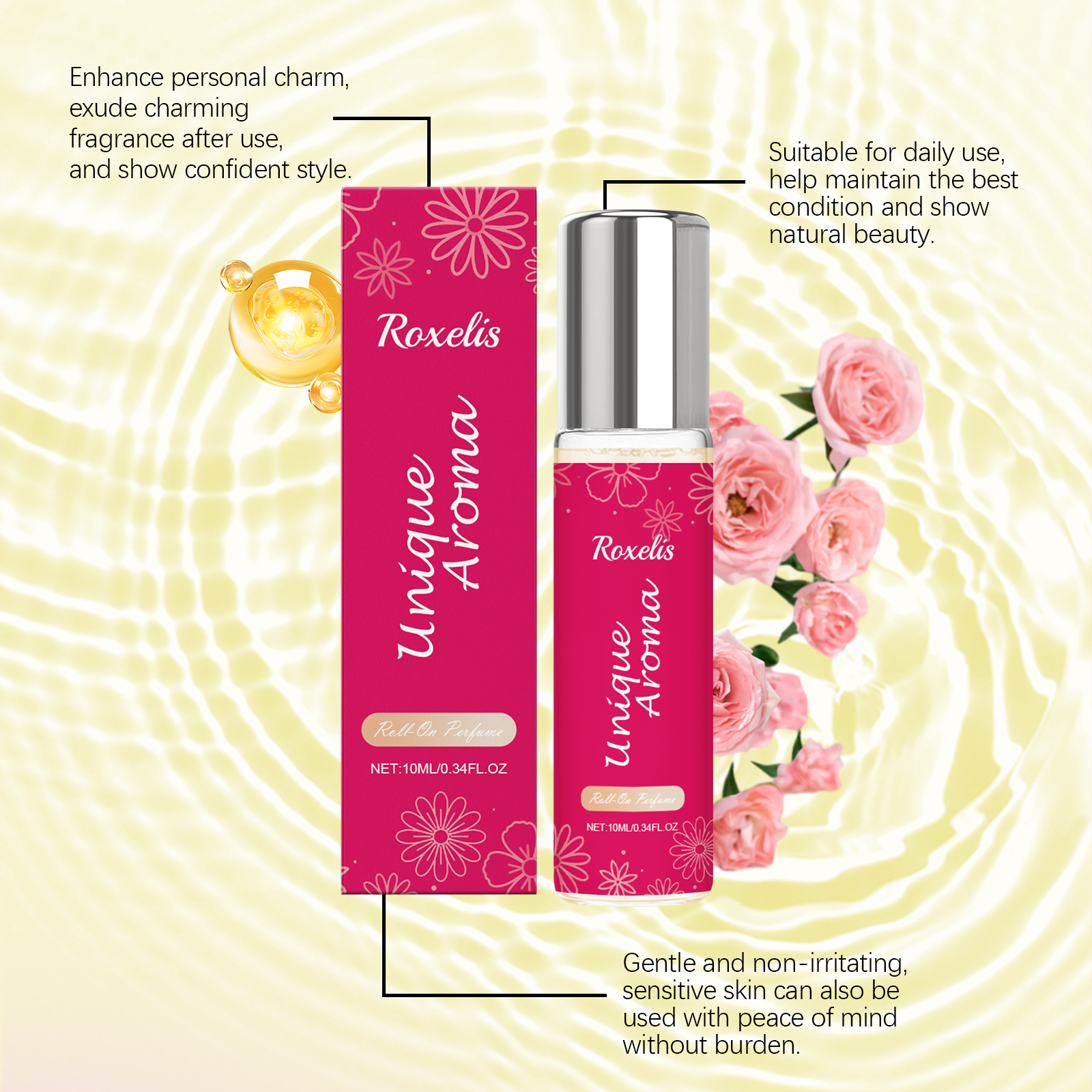 Women Roll On Perfume Fresh Elegant Charming Light Long Lasting Fragrance Romantic Sweet Daily Use Scent