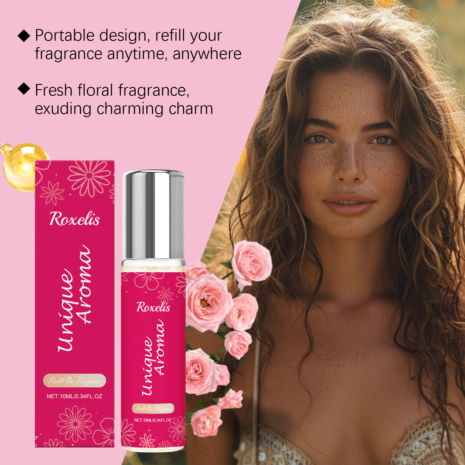 Women Roll On Perfume Fresh Elegant Charming Light Long Lasting Fragrance Romantic Sweet Daily Use Scent