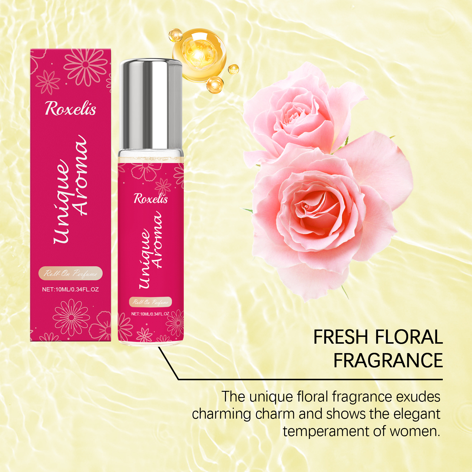 Women Roll On Perfume Fresh Elegant Charming Light Long Lasting Fragrance Romantic Sweet Daily Use Scent