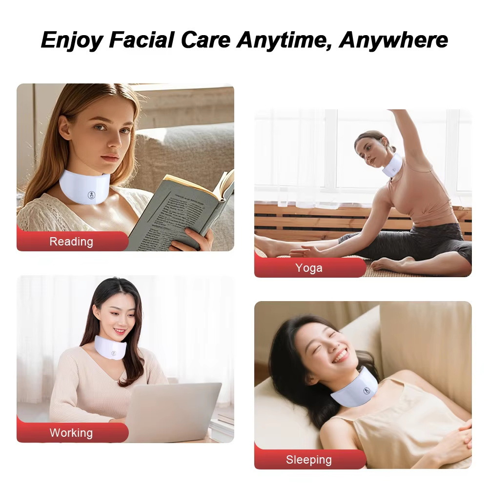 Neck LED Lift Mask 7 Color Photon Rejuvenation Beauty Neck Mask Anti-Wrinkle Skin Tightening Neck Beauty Device Skin Brighten Rejuvenation Neck Wrinkle Remover