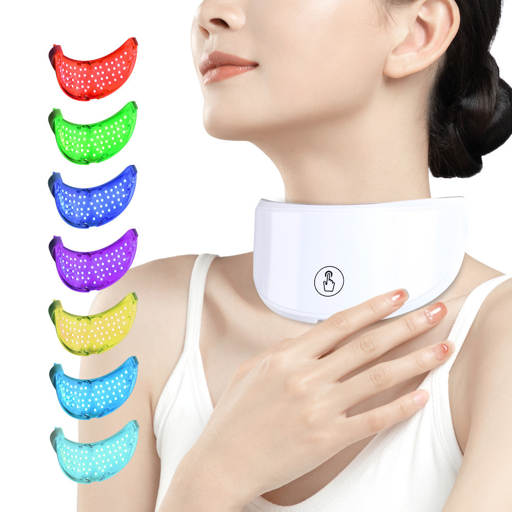 Neck LED Lift Mask 7 Color Photon Rejuvenation Beauty Neck Mask Anti-Wrinkle Skin Tightening Neck Beauty Device Skin Brighten Rejuvenation Neck Wrinkle Remover