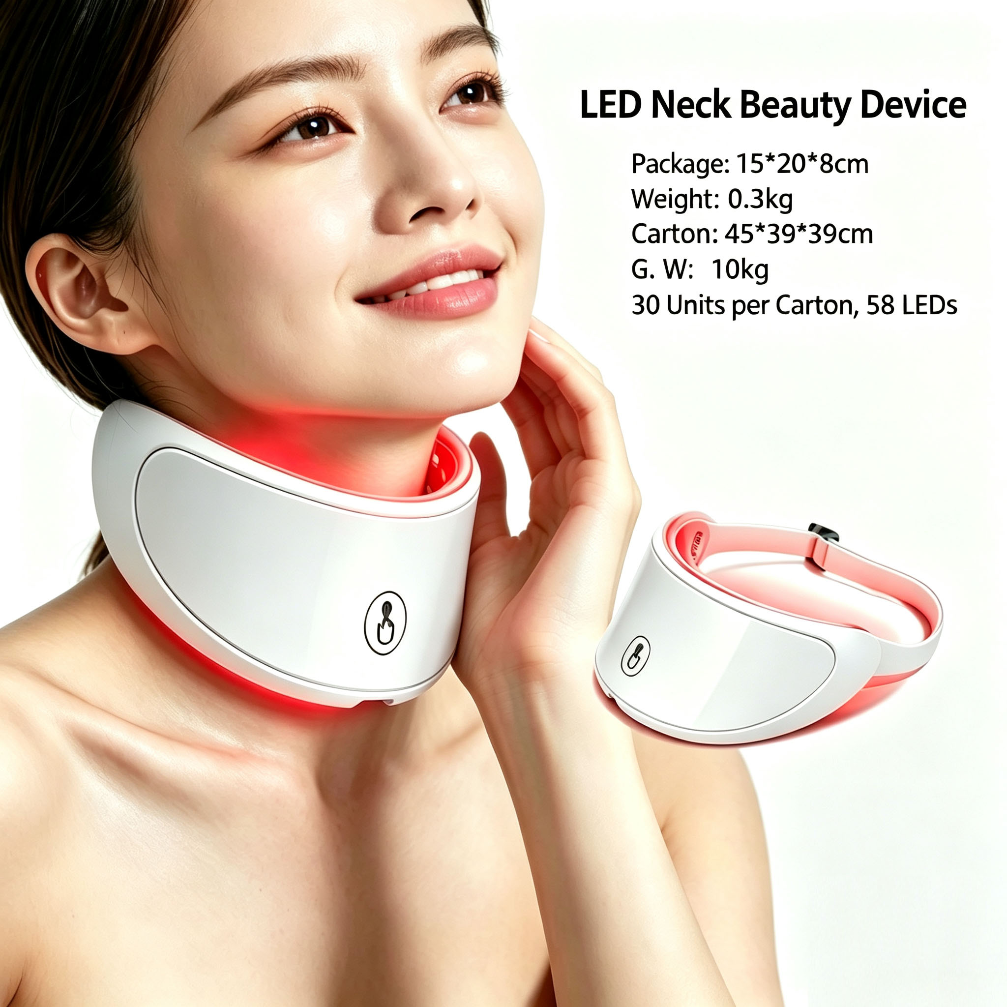 Neck LED Lift Mask 7 Color Photon Rejuvenation Beauty Neck Mask Anti-Wrinkle Skin Tightening Neck Beauty Device Skin Brighten Rejuvenation Neck Wrinkle Remover