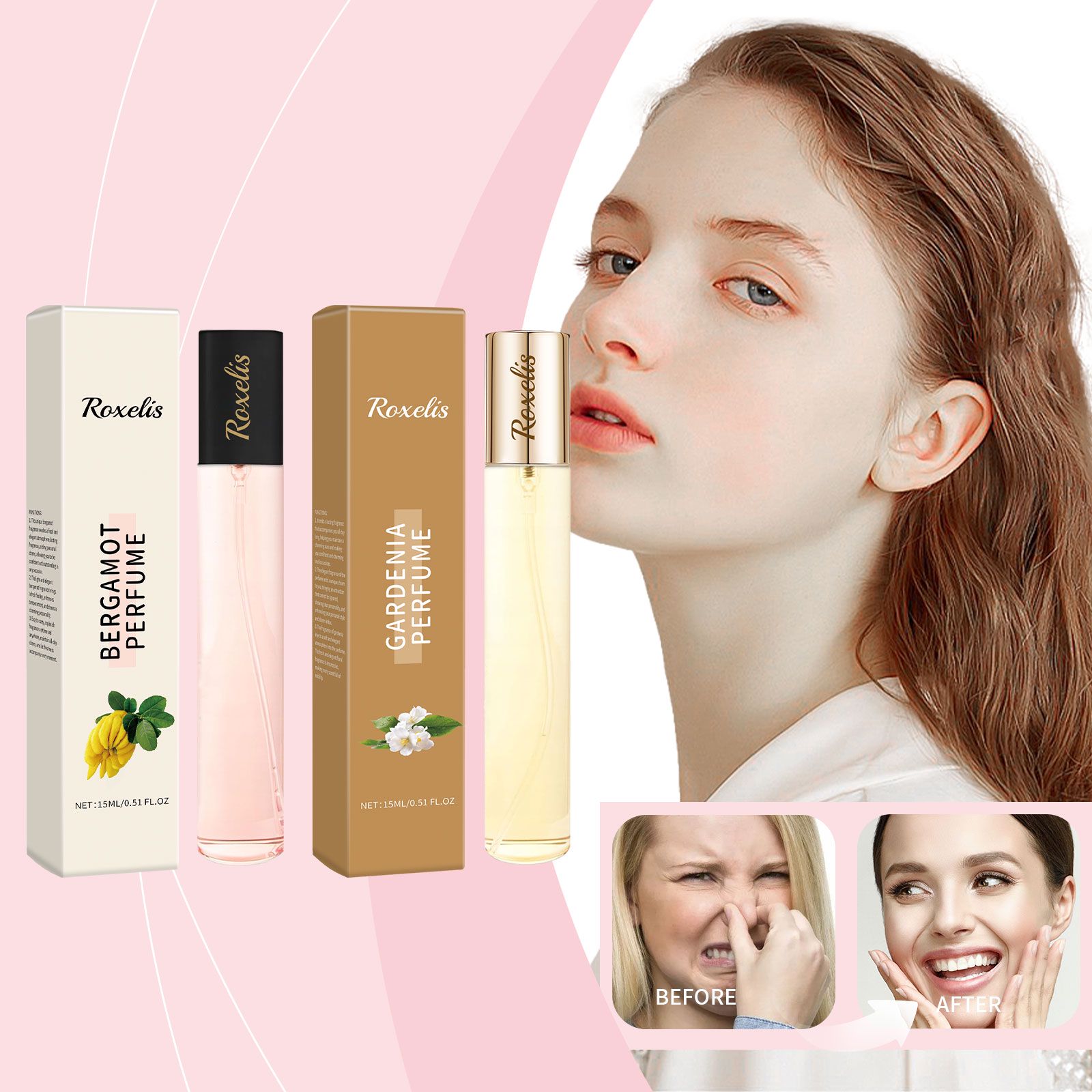 (Gardenia) Elegant Perfume Bergamot Rose Fresh Long Lasting Portable For Daily Wear And Gifting 15ml