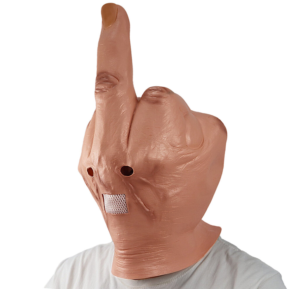 Middle Finger Halloween Full Head Mask Latex Scary Costume Party Cosplay Horror