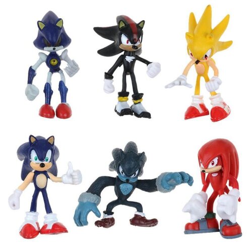 6pcs Cute Sonic the Hedgehog Game Action Figures Kids Boy Girl Toy Set Gift