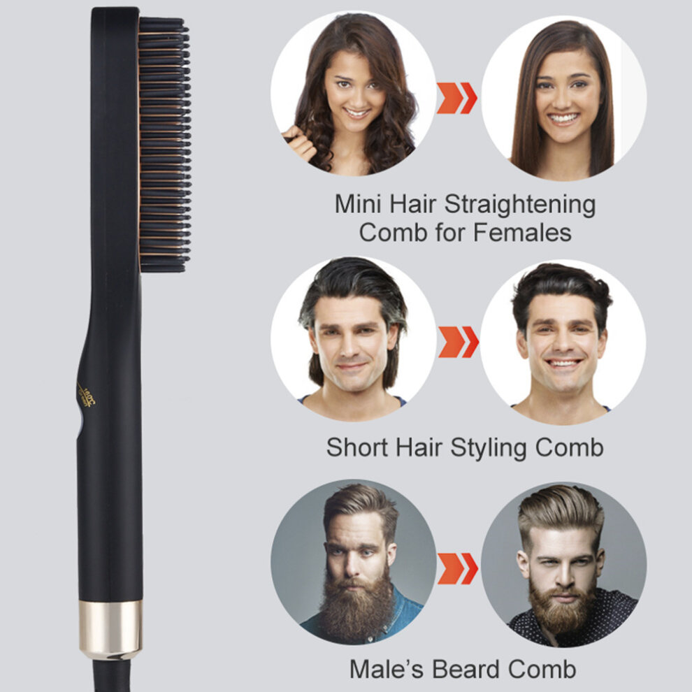 Mini Hair Straightener Brush Hot Comb Iron Ceramic Mens Beard Comb Electric Heating Com
