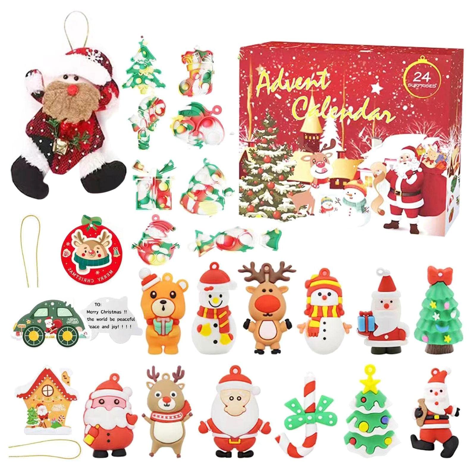 Christmas Advent Calendar 2022 Xmas 24 Days Countdown Calendar DIY 24pcs Hanging Ornaments for Christmas Tree Decoration Home Party Decor Accessories Blind Box Kids Teens Xmas Surprise Gifts