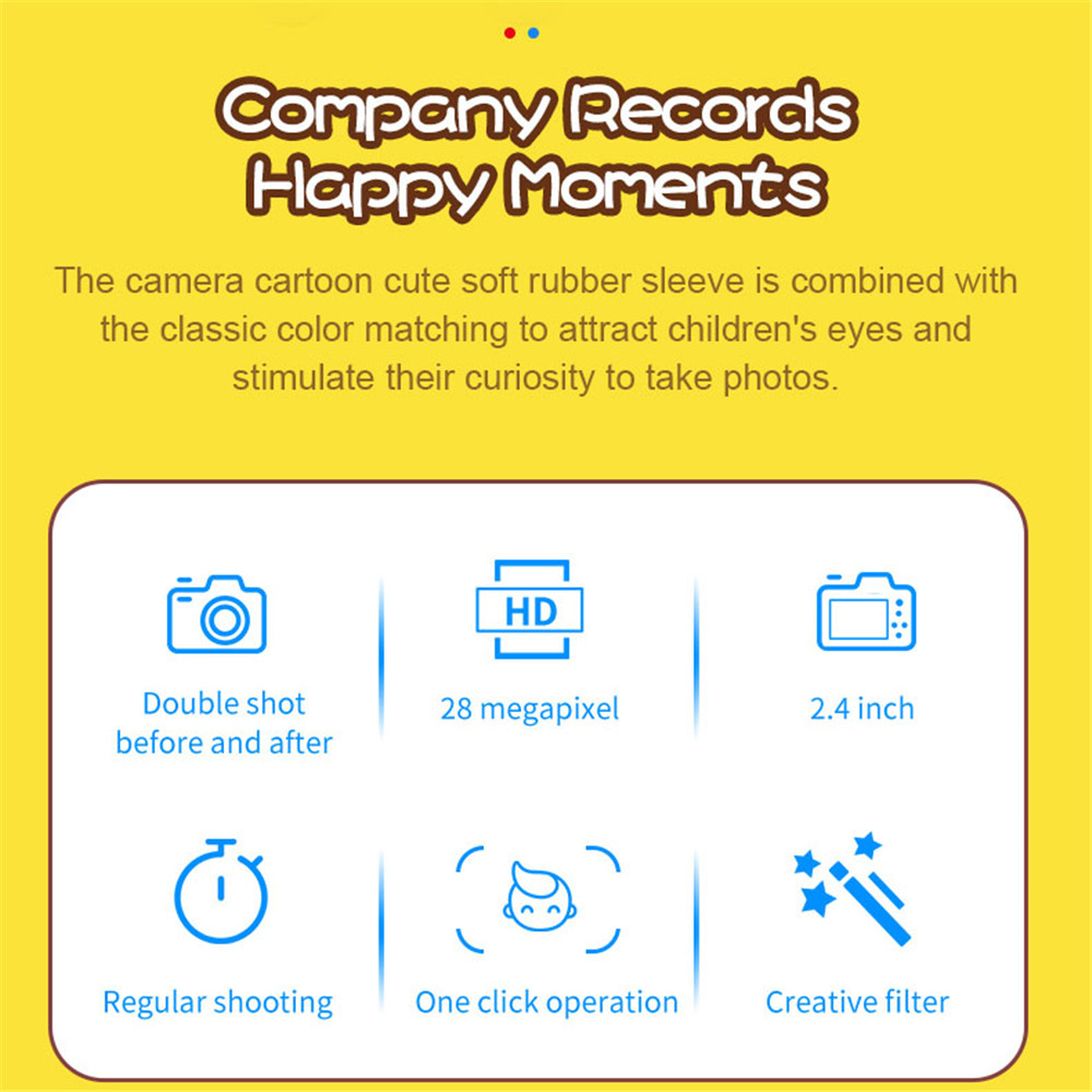 (Yellow) Digital Camera Kids Mini Rechargeable Toy Children Camera Toy Video Camera Camcorder Recorder with 32GB Card Birthday Christmas New Year Gift for Age 3 4 5 6 7 8 9 Year Old Toddler Girls Boys