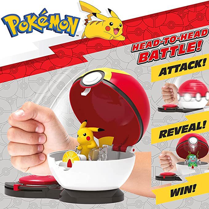 (Pikachu) Pokémon Surprise Attack Game Battle Figures with Six Attack Discs Poké Balls of Pikachu Charmander Bulbasaur or Squirtle Figures Toys for Junior and Master Trainer Training Kids Gifts