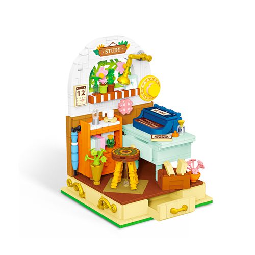 Study Room Mini City Street View House Architecture Friends Bricks Toys for Girls Gifts
