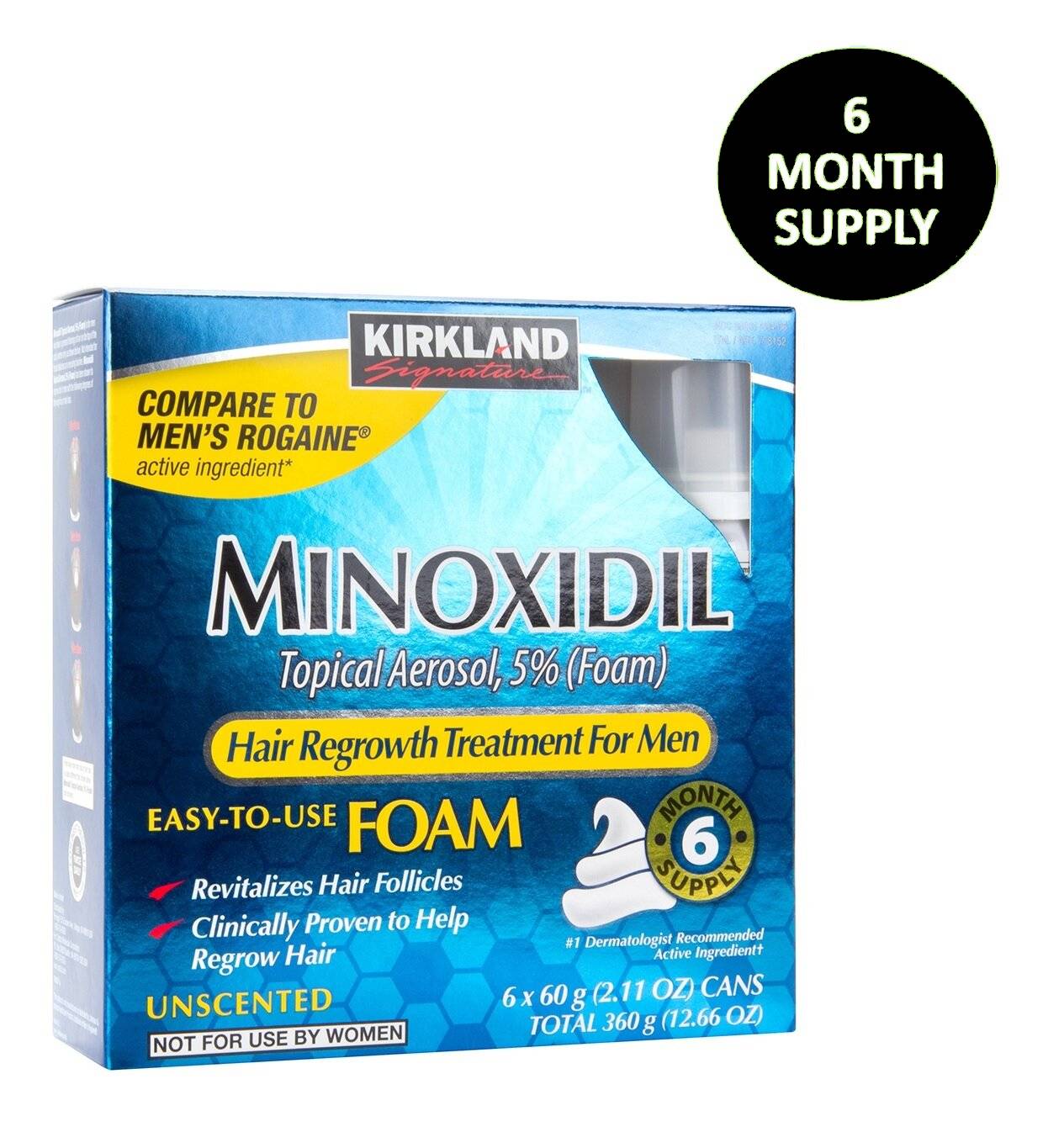 Kirkland Signature 5 Minoxidil Hair Regrowth Treatment For Men Foam – 6 Month Supply