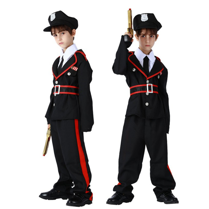 (110~120cm) Police Costume Outfit Set for Halloween Dress Up Party Carnival Cosplay Themed Parties