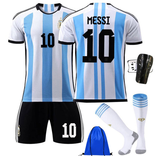 White Messi#10 Home kit  22-23 Kids Argentina Football kit Messi Jersey