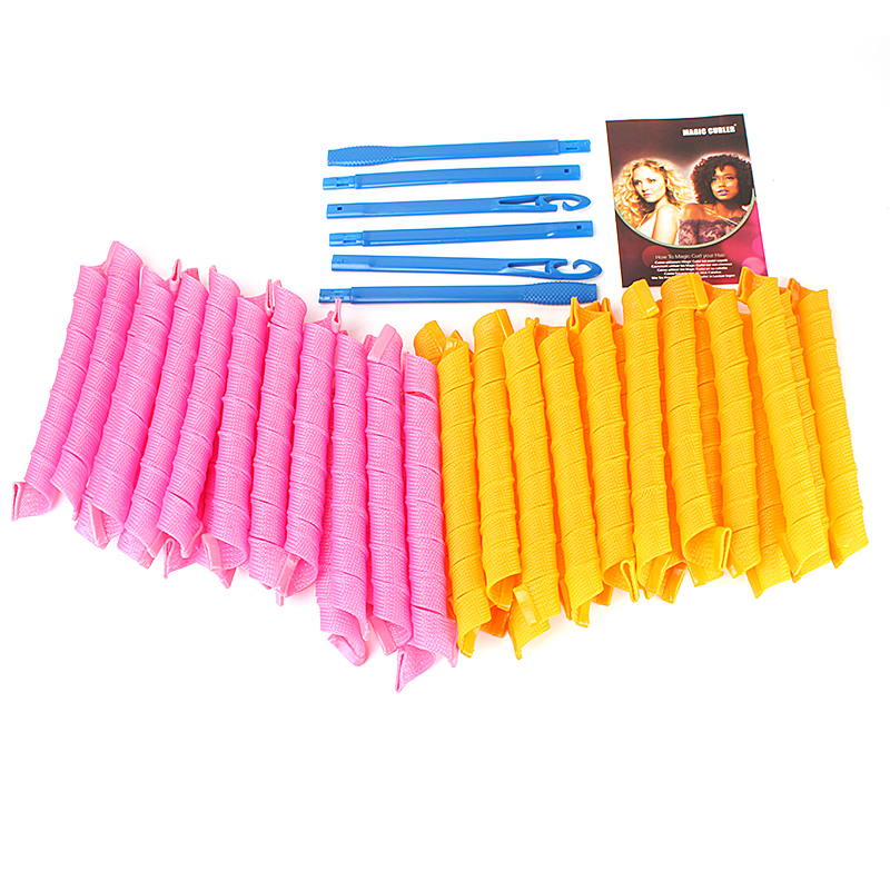 (20pcs 45CM) Magic Hair Curler Hair Rollers Styling Tool No Heat Leverage Spiral Roller with Hook