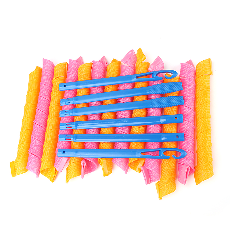 (20pcs 45CM) Magic Hair Curler Hair Rollers Styling Tool No Heat Leverage Spiral Roller with Hook
