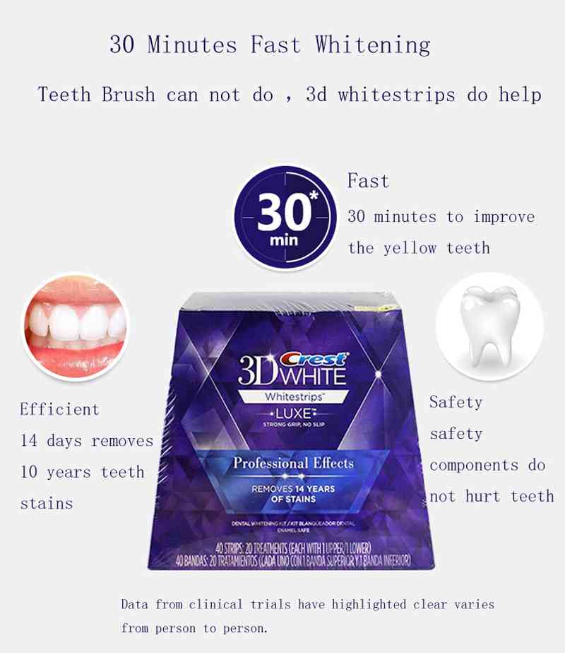 (5 pouches) Professional 3D White Whitestrips Teeth Tooth Whitening Strips Luxe Effects Dental Oral Hygiene 20 Pouches 40 Strips
