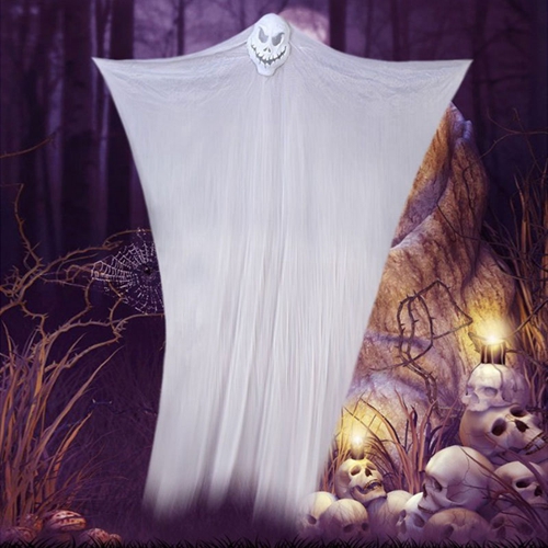 3.3m Long Scary Hanging Ghost Decorations With Curtain For Outdoor Indoor Yard Home Bar Party Haunted House White