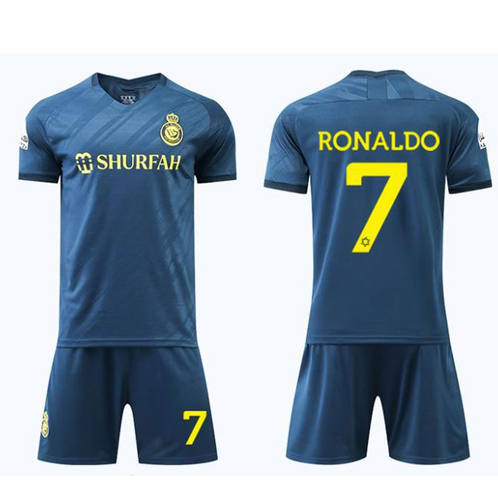 (Kids 16) Al NASSR FC Jersey Kit for Adult/Children  Home Away Soccer Jerseys New Sesson Unisex Activewear Football Kits Boys Football Training Shirts Shorts and Socks Sportswear Tracksuit Christmas Gift