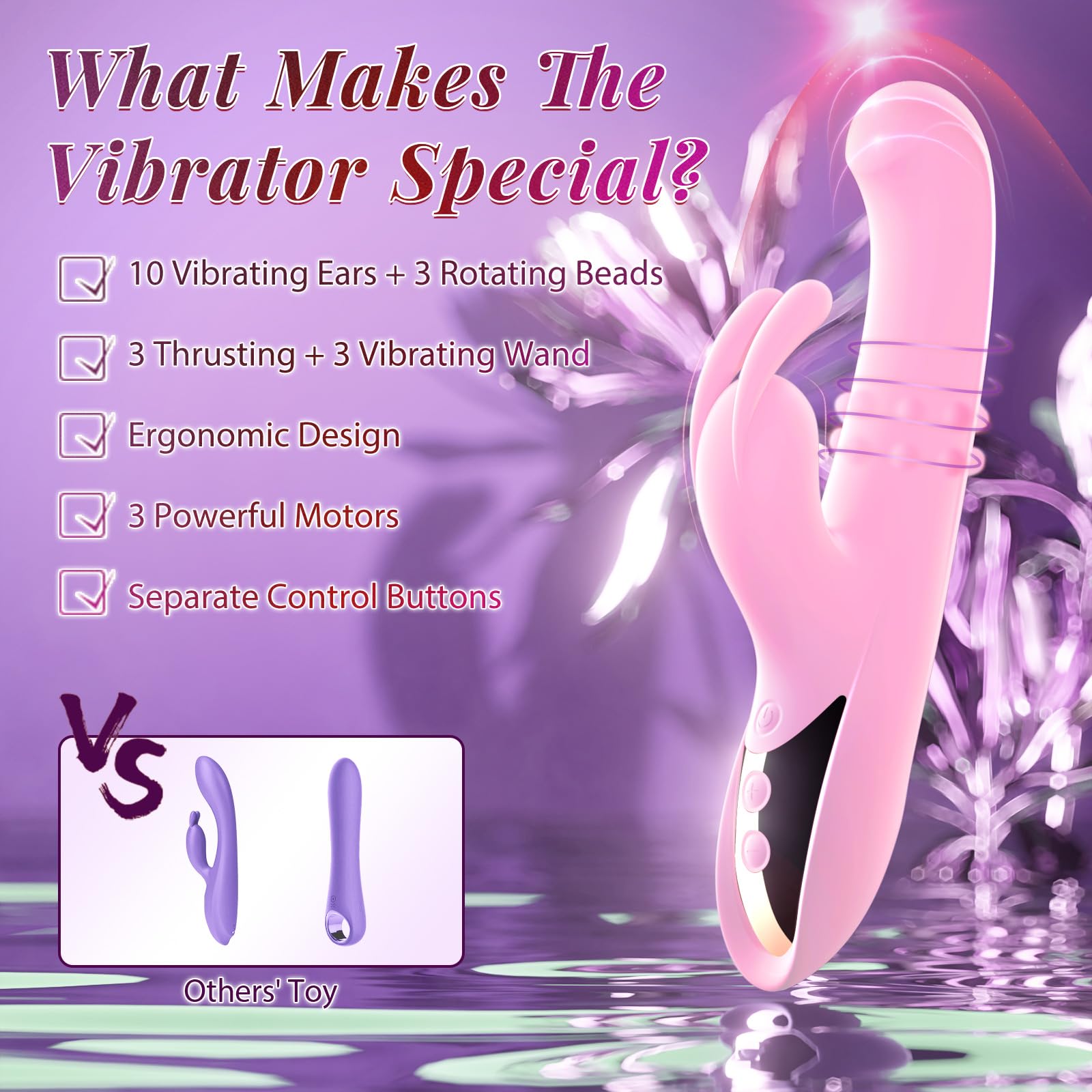 (Purple) Adult Sex Toys G Spot Vibrator Rabbit Vibrators for Women Vibrating Wand Adult Toy Clitoral Anal Toys Dildo Sex Machine