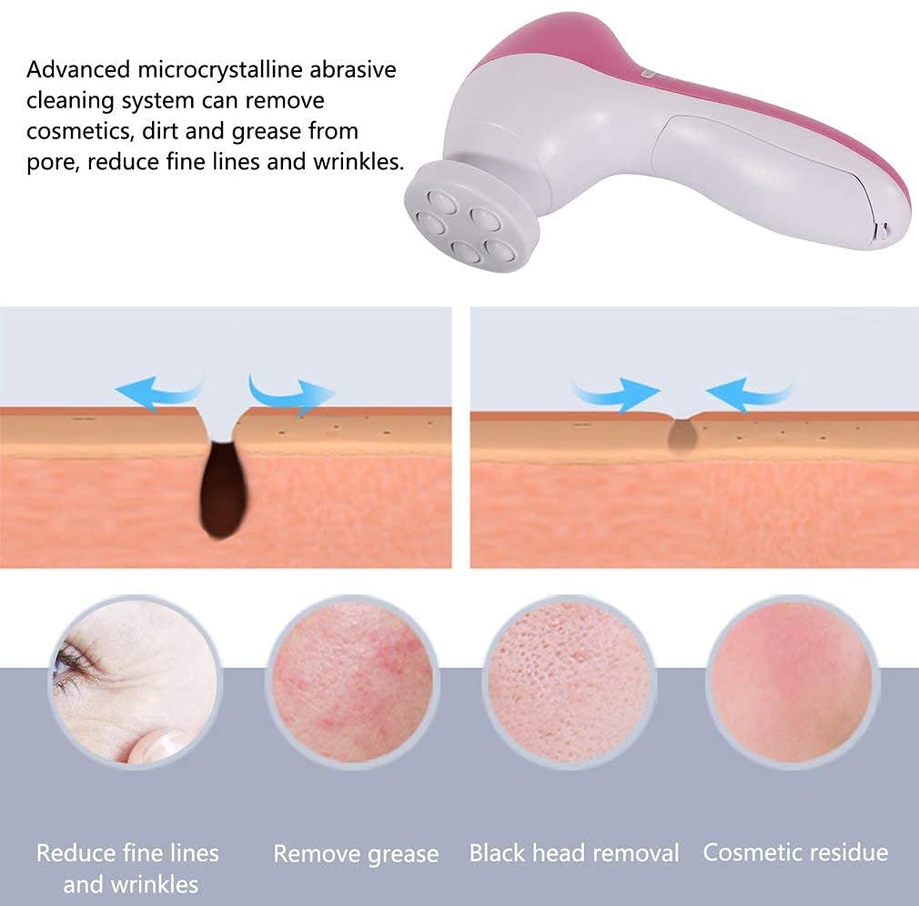 Facial Cleansing Spin Brush Set Electric Face Cleanser Dead Skin Remover for Gentle Cleansing Deep Scrubbing Massaging with 7 Exfoliating Brush Heads