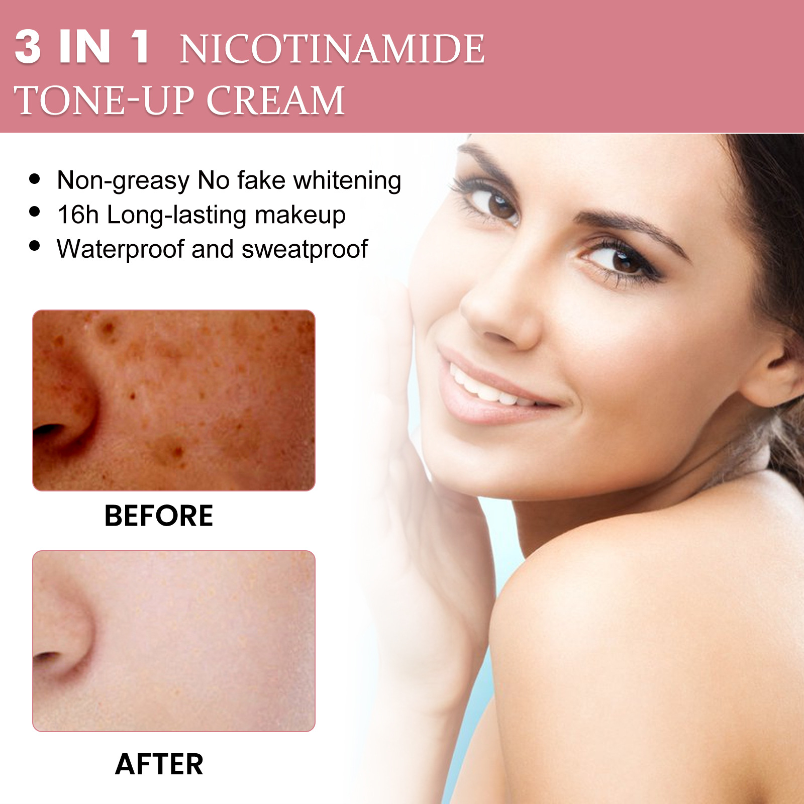 Face Cream Hydrating Concealer Translucent Soft Focus Skin Tinting Cream 3 in 1 Nicotinamide Brightening Tone-Up Plain Makeup Delicate Nature