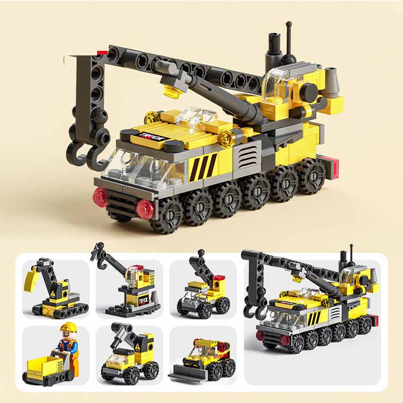 (SWAT~147Pcs) 6in1 3D City Street View Fire Truck Truck Castle Building Block Fit Lego