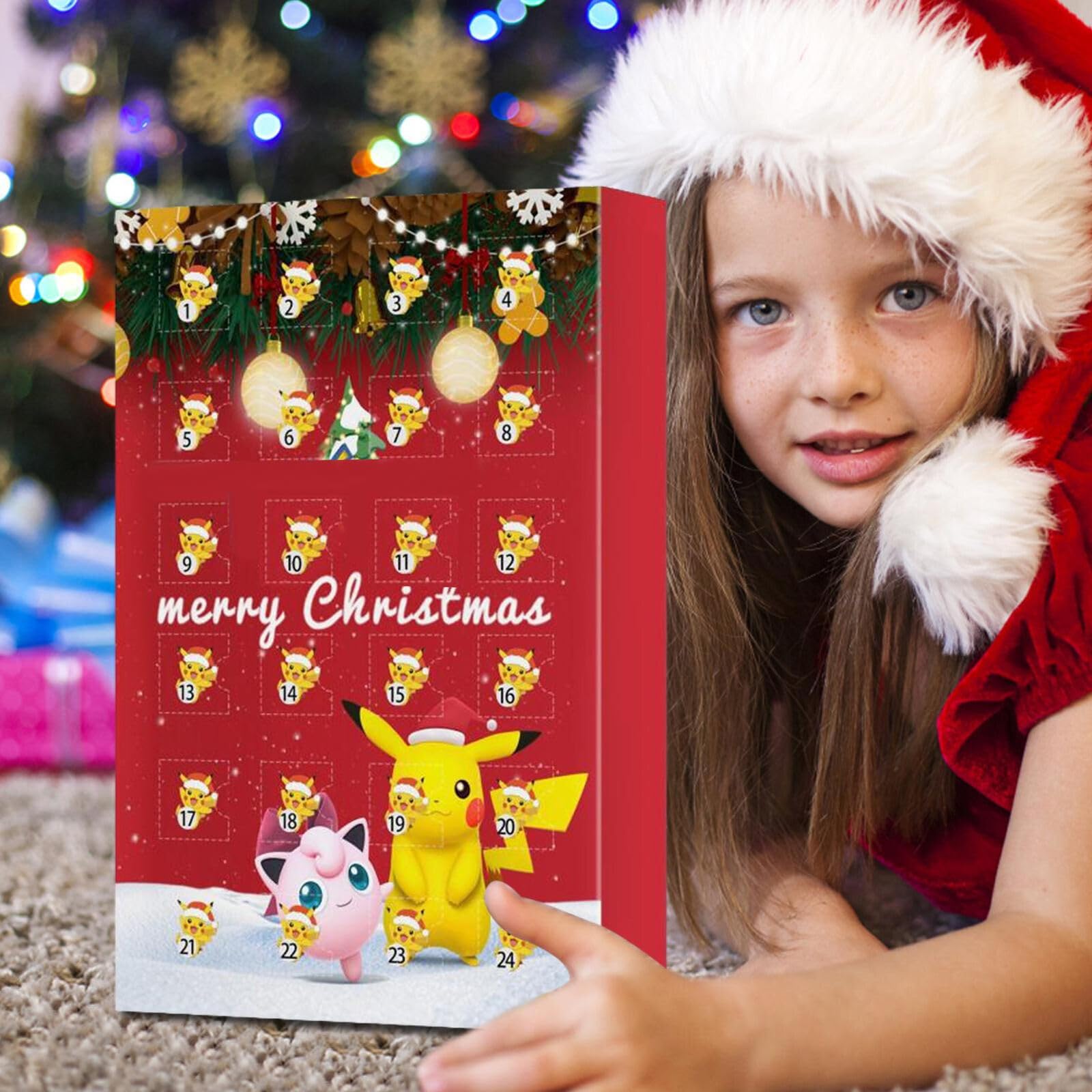 (Pokemon Advent calendar Red) Christmas Advent Calendar 2023 Christmas Countdown Advent with PokemonFigure Toy Gifts for Kids Boys Girls