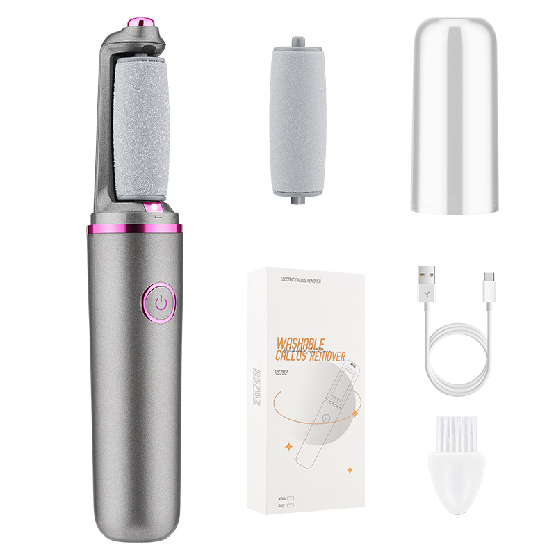 (Grey) Electric Foot Callus Removers Feet File Pedicure Kit Foot Scrubber for Dead Skin Removal Foot Care Tool Trimmer for Hard Cracked Feet Grinding Skin