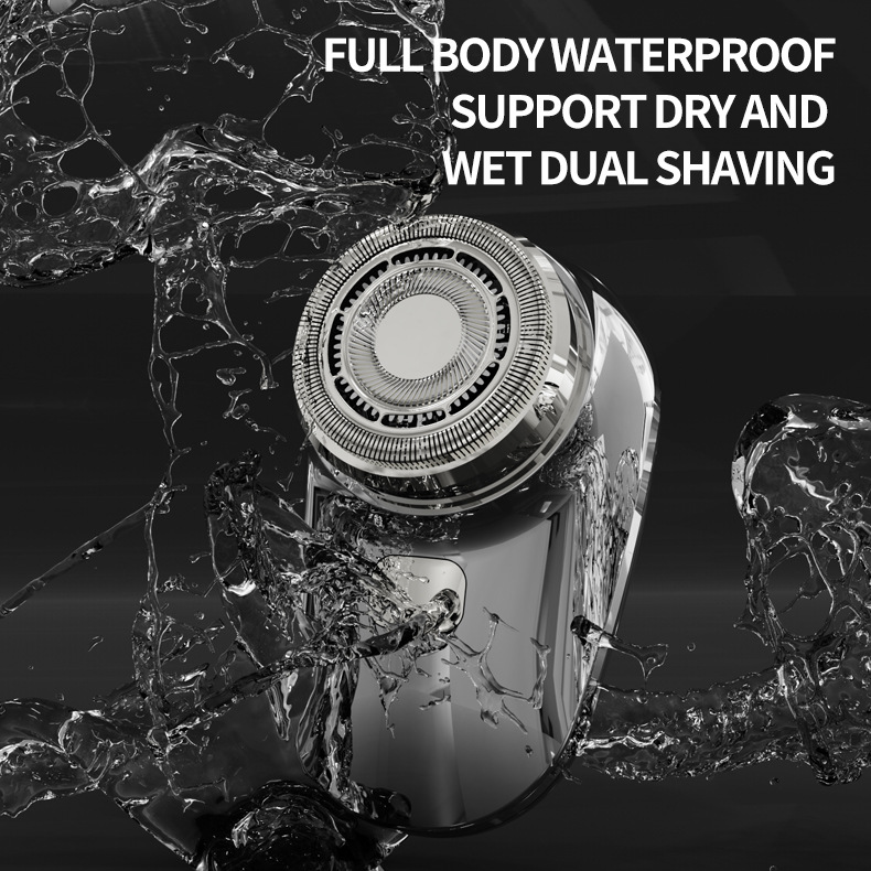 (Grey) Mini Portable Electric Shaver for Men Waterproof Travel Shaver with USB Charging