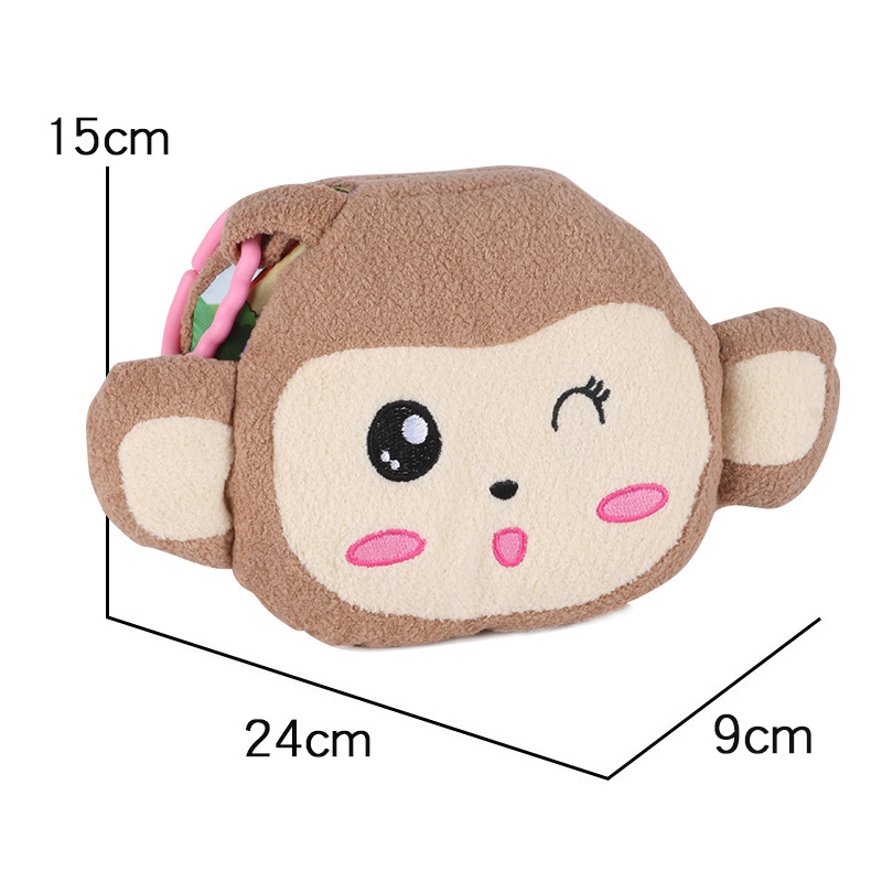 Monkey Plush Toy Cloth Book Babys Intellectual Early Education Cloth Book with Crinkly Pages