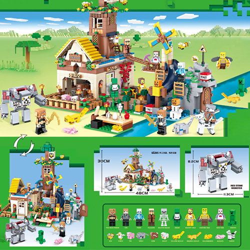 Minecraft Stone House Village Building Kit Gift Idea for Kids Girls Boys Featuring Game Figures Building Blocks Compatable with Lego