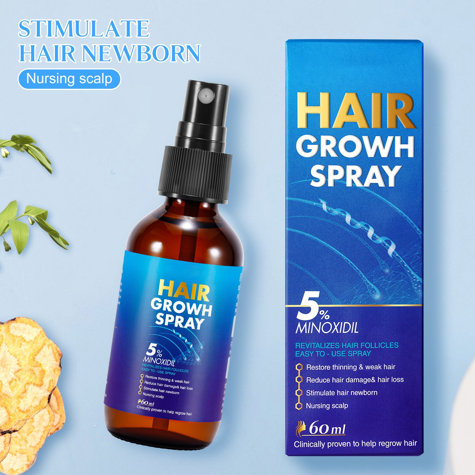 Hair Growth Spray Hair Serum For Men And Women Hair Oil Makes Hair Smoother Thicker Healthier Repair Baldness Thicken Strengthening Hair Loss Treatment 60ML