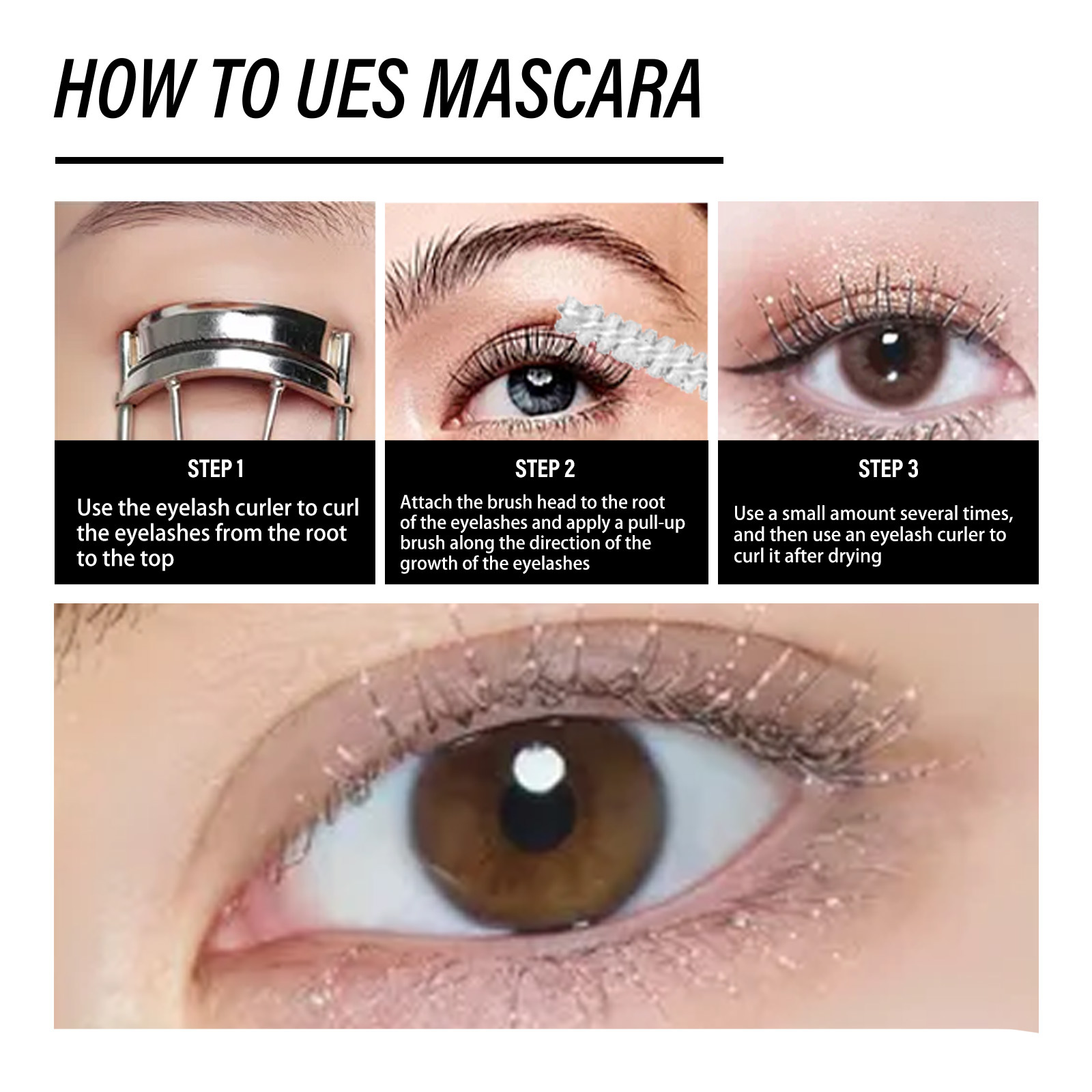 (1pc Mascara) Diamond Glitter Mascara Quick Dry Long Lasting Waterproof Curling Thick Shiny Eyelash Sexy Mascara Stereotyping Shining Beauty Makeup  Cosmetics Tool UK