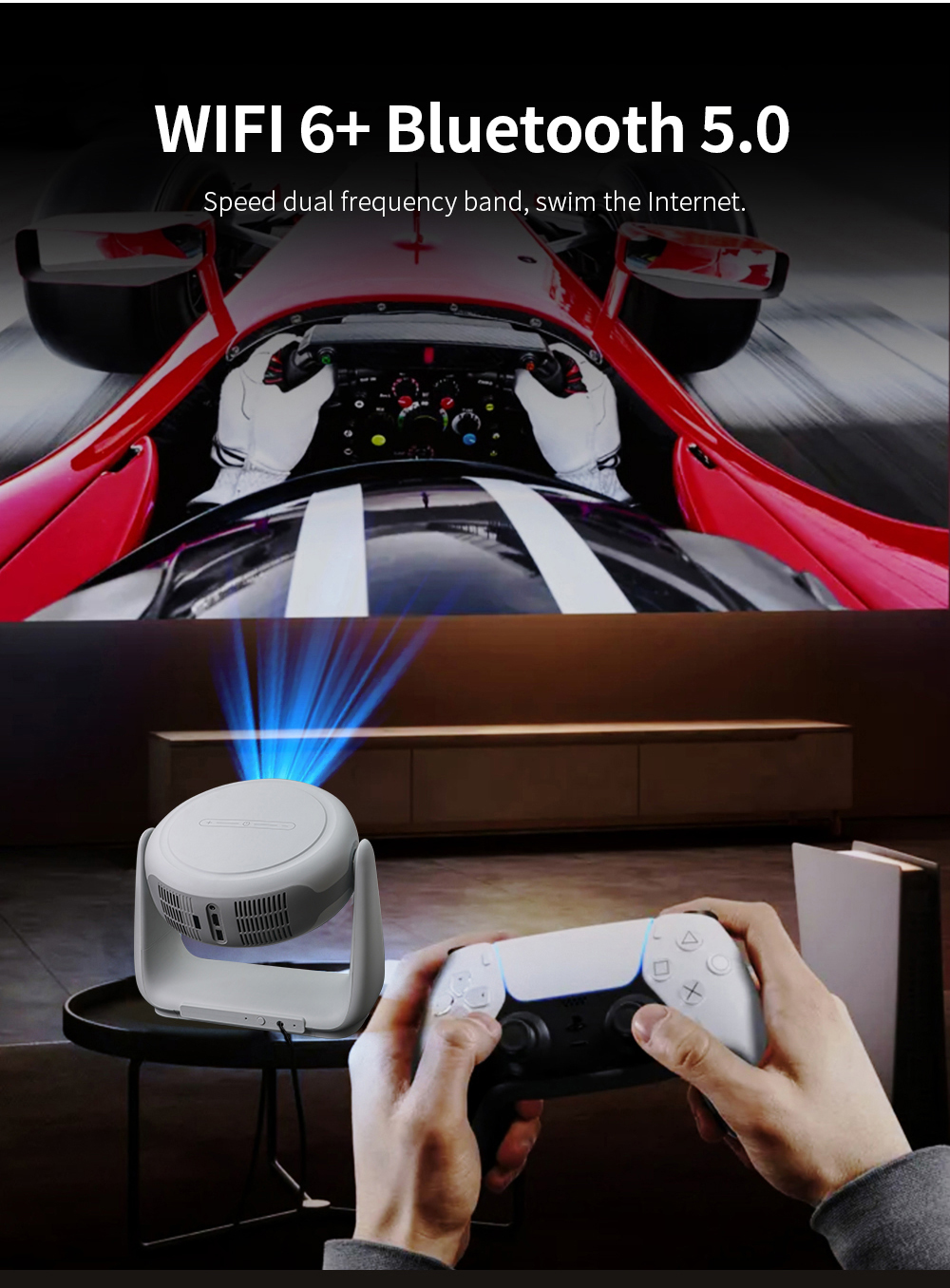 Mini Smart Outdoor Projector Android Wifi BT 4K 1080P 1280x720P HD Home Cinema Video Movie Outdoor Projector With Battery LED Light