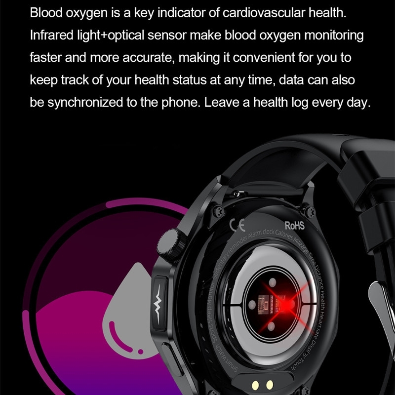 (Blue) Smart Watch Blood Sugar Diabetes Blood Fat Bluetooth Call Temperature Sleep Monitor Sports Tracker SOS