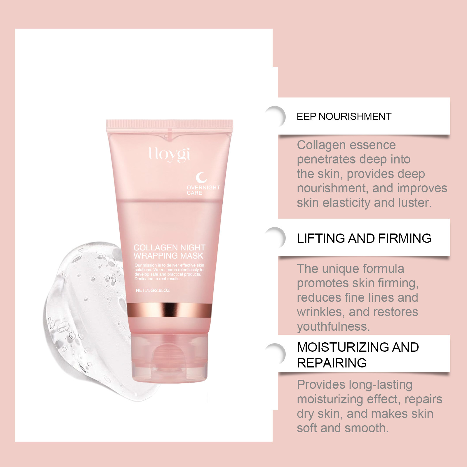 (1 PC) Collagen Exfoliating Mask Peel Off Mask Night Wrapping Mask Firming Mask Daily Facial Skin Care Products Deep Cleansing Peeling Mask Skin Nourishing
