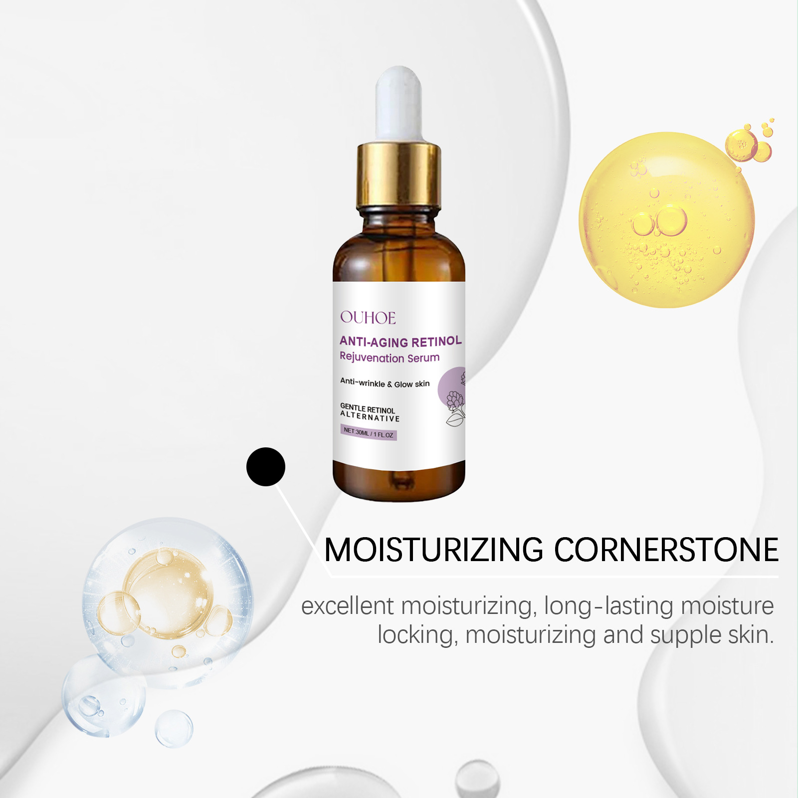OUHOE Retinol Facial Essence Hydrating Moisturizing Glowing Reduces Acne Face Serum Anti Aging Rejuvenation Skin Care Essence 30ml