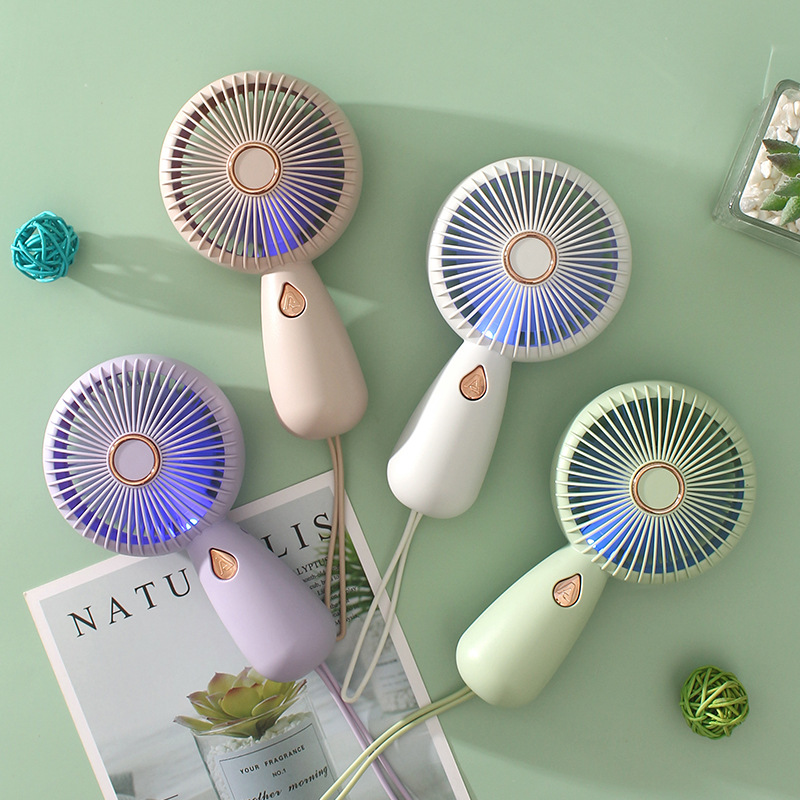 (Purple) Hand Holding Fan Small USB Mini Handheld Low Noise Portable Portable Silent Office Desk Student On Dormitory Charging Outdoor ﻿