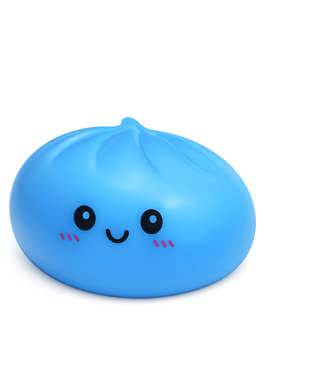 (Blue) Fake Bun Squeeze Fun Mini Size Relax Release Stresses Enhance Focus Easy Clean Portable Durable Safe Simulation Stress Balls Toy ﻿