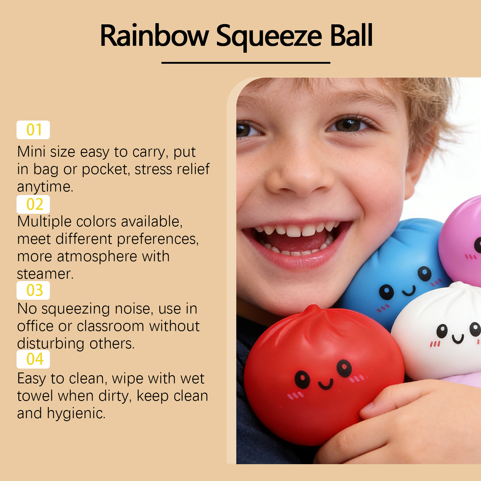 (Blue) Fake Bun Squeeze Fun Mini Size Relax Release Stresses Enhance Focus Easy Clean Portable Durable Safe Simulation Stress Balls Toy ﻿