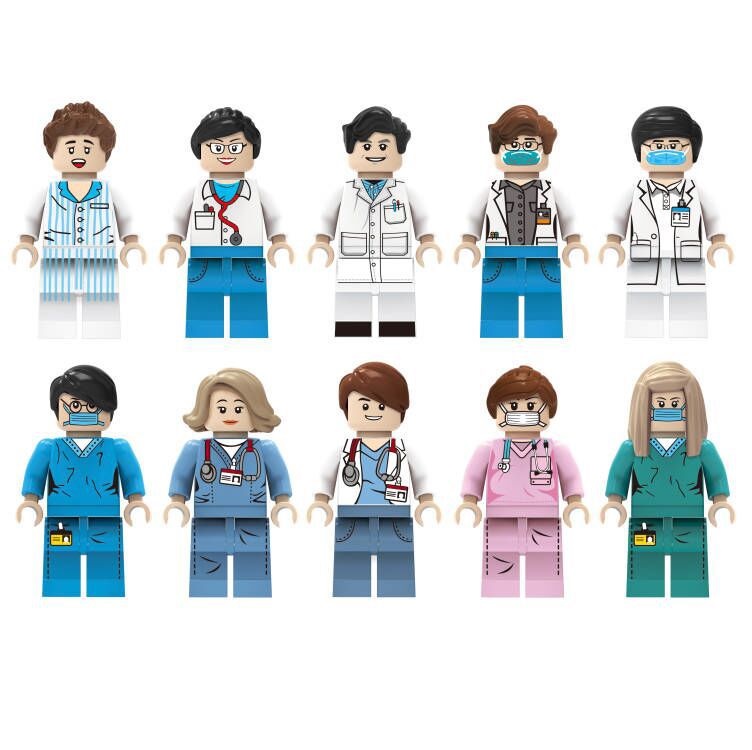 (Farmers) Different Professions Building Block Toys Engineers Doctors Nurses Astronauts Farmers Chefs Mini Figures for Boys Girls Gifts