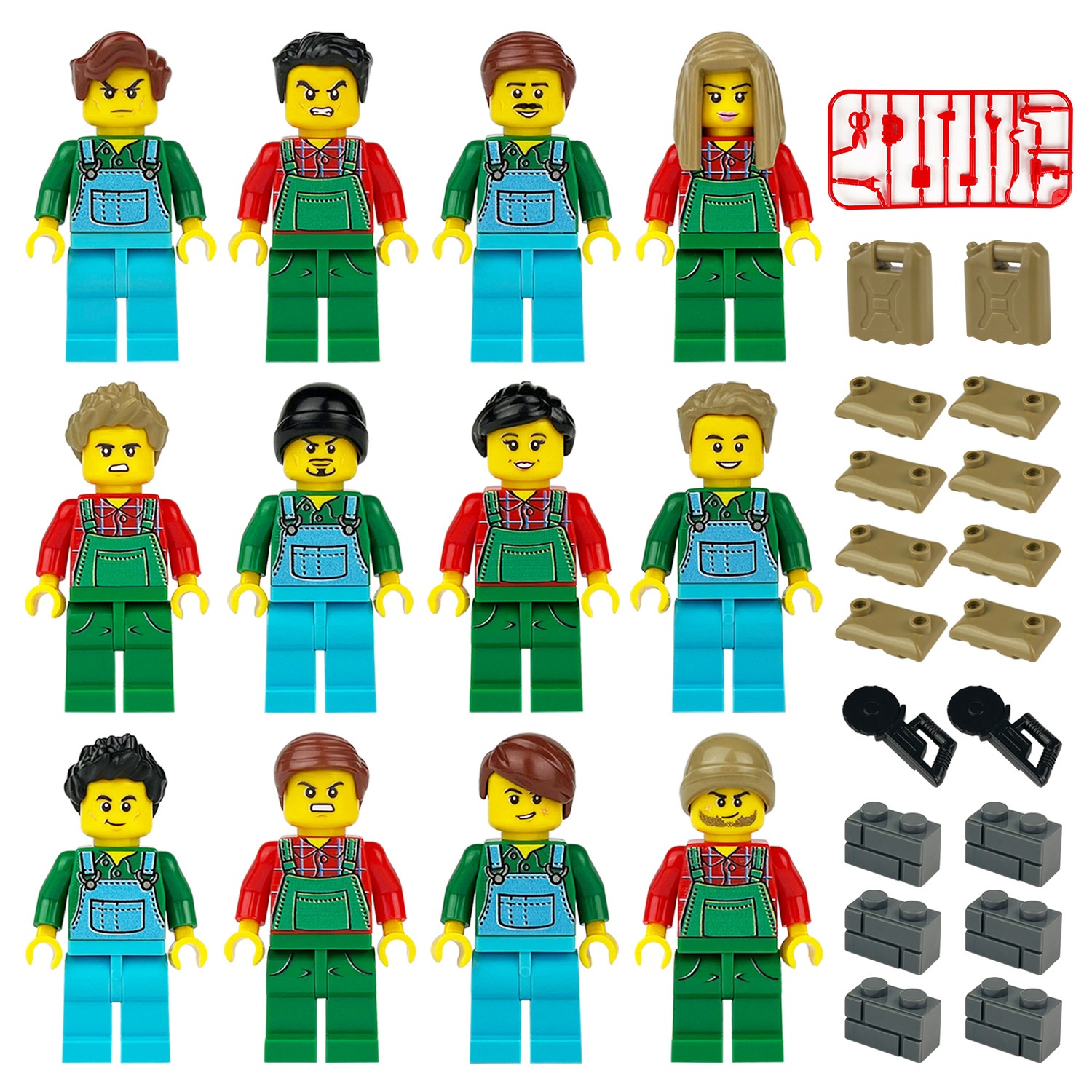 (Farmers) Different Professions Building Block Toys Engineers Doctors Nurses Astronauts Farmers Chefs Mini Figures for Boys Girls Gifts