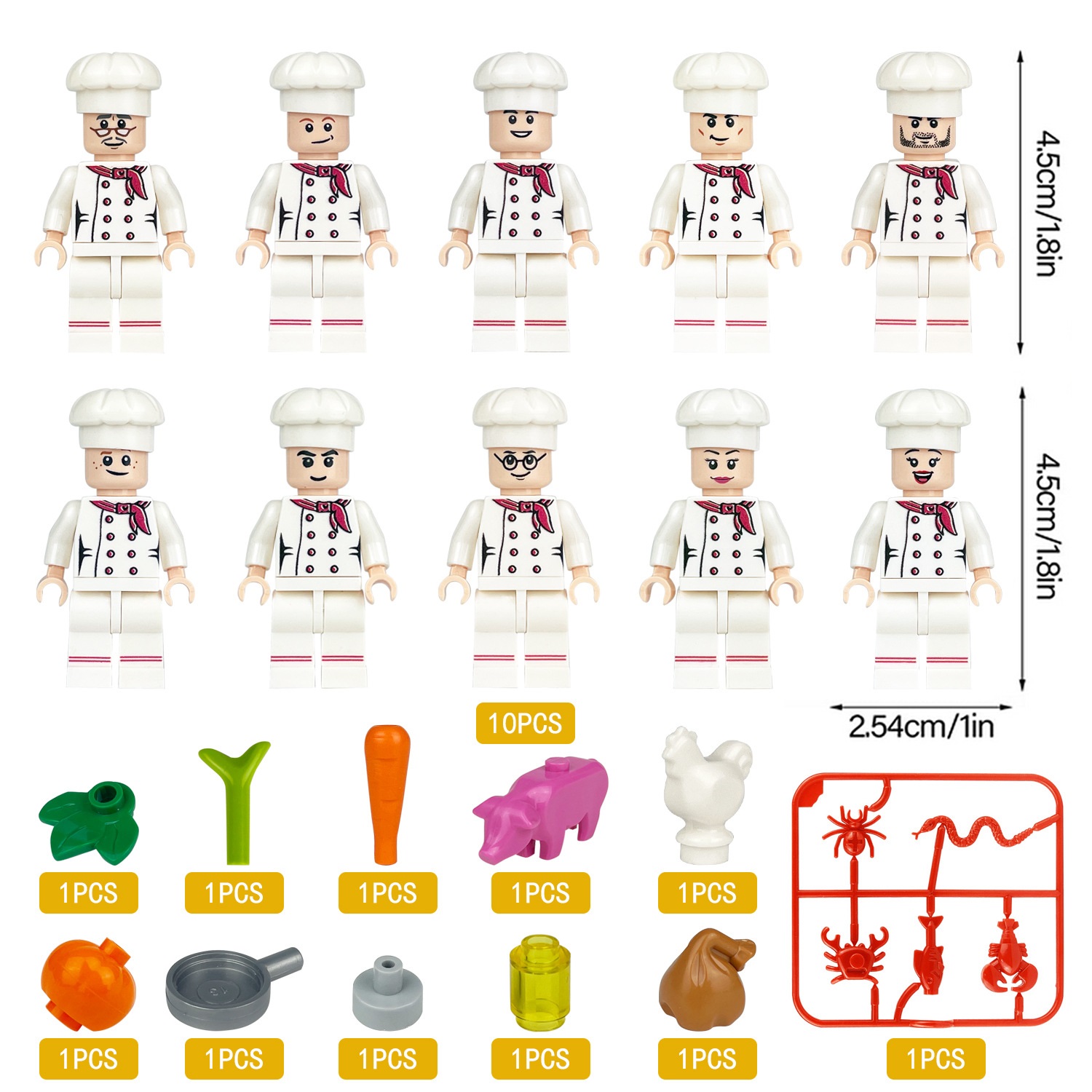 (Farmers) Different Professions Building Block Toys Engineers Doctors Nurses Astronauts Farmers Chefs Mini Figures for Boys Girls Gifts