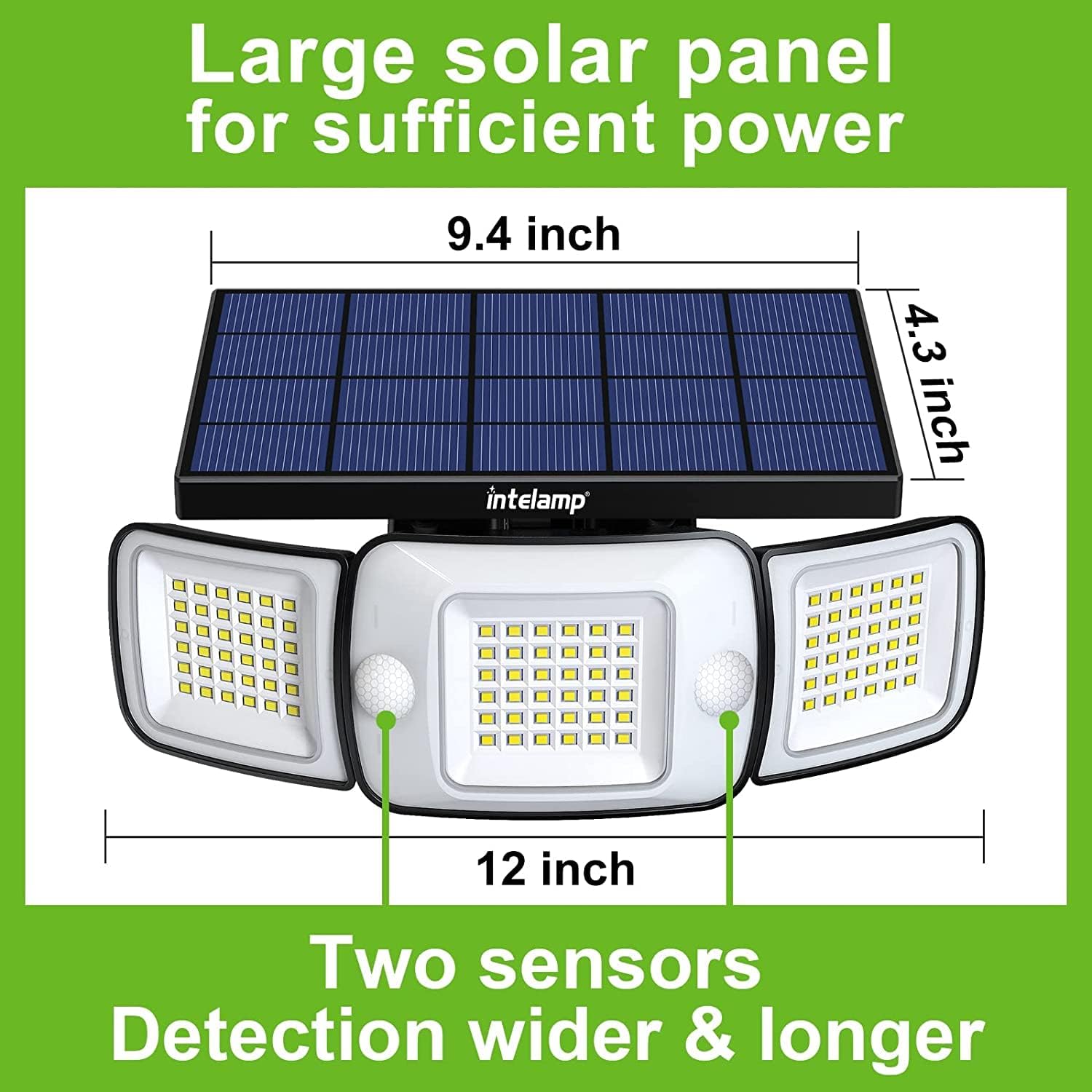 (1 PCS) Solar Security Light Outdoor 108 LED 1200LM Solar Motion Sensor Lights with 3 Adjustable Heads Dual Sensor 6000mAh Battery IP65 Waterproof Solar Flood Light 