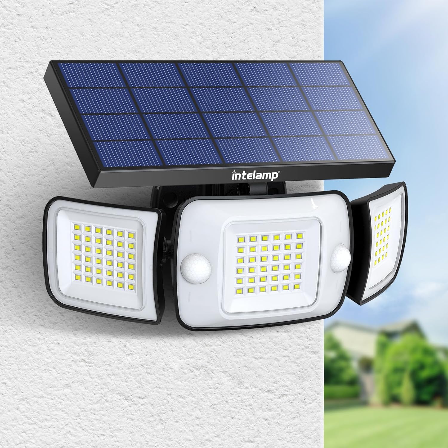 (1 PCS) Solar Security Light Outdoor 108 LED 1200LM Solar Motion Sensor Lights with 3 Adjustable Heads Dual Sensor 6000mAh Battery IP65 Waterproof Solar Flood Light 