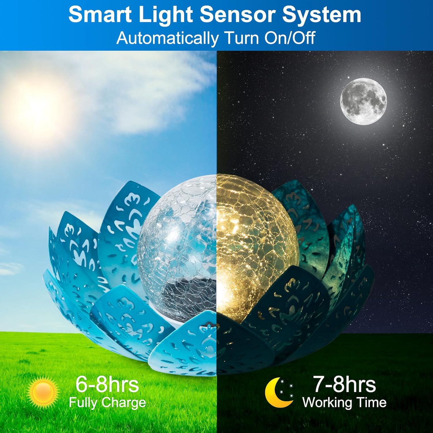 (Gold) Solar Lights Outdoor Garden Lights Solar Powered IP65 Waterproof Decorative Lotus Ornaments for Lawn Patio Porch Flowerbed Pathway