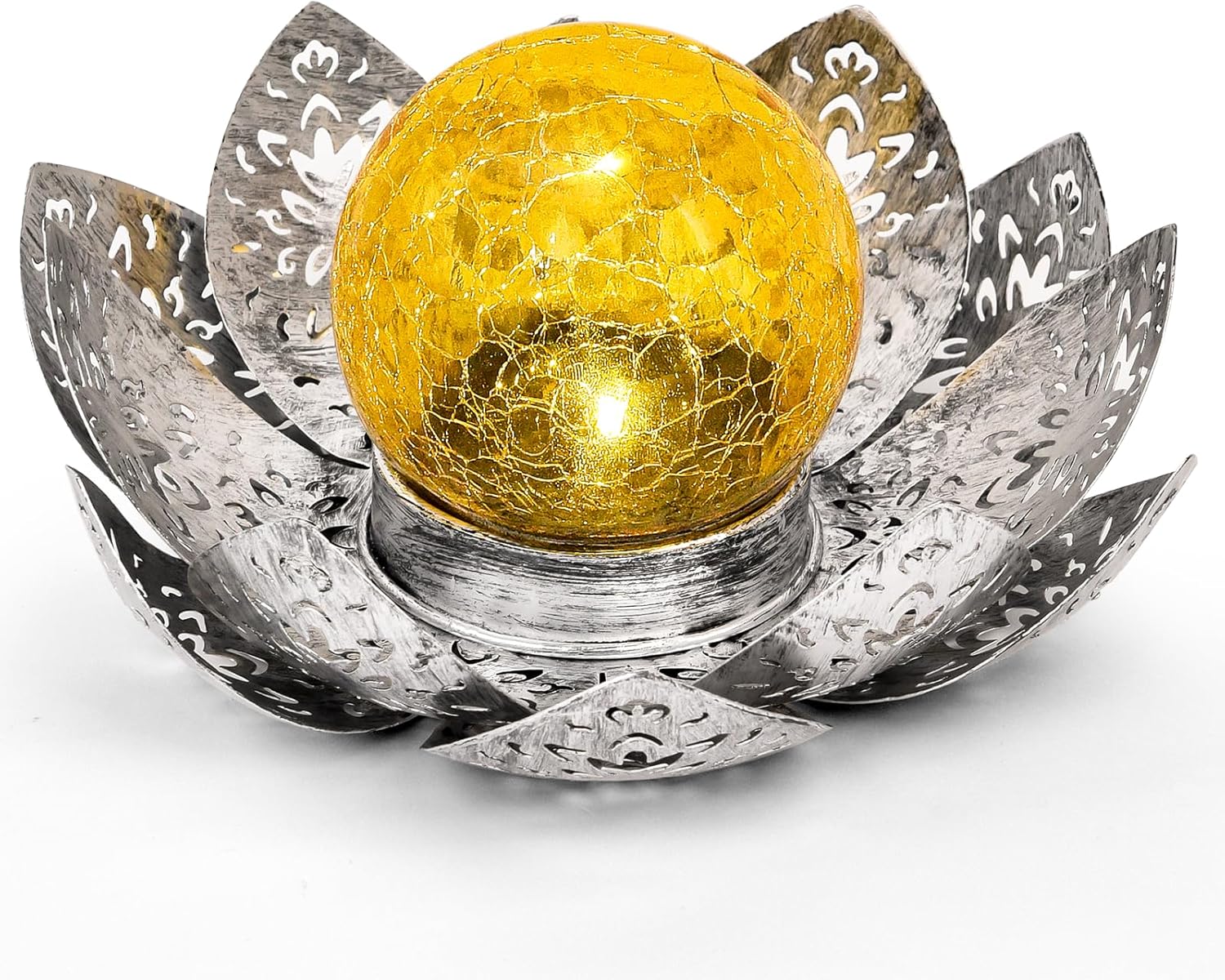(Gold) Solar Lights Outdoor Garden Lights Solar Powered IP65 Waterproof Decorative Lotus Ornaments for Lawn Patio Porch Flowerbed Pathway